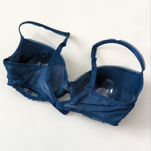 Marie Jo Women's Bra 38C Underwire Blue Lace Adjustable Straps Push Up Lingerie - Picture 4 of 6